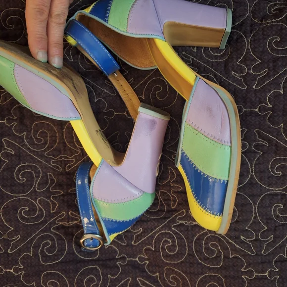 Colorful Women's Ankle Strap Heels - Picture 4 of 5